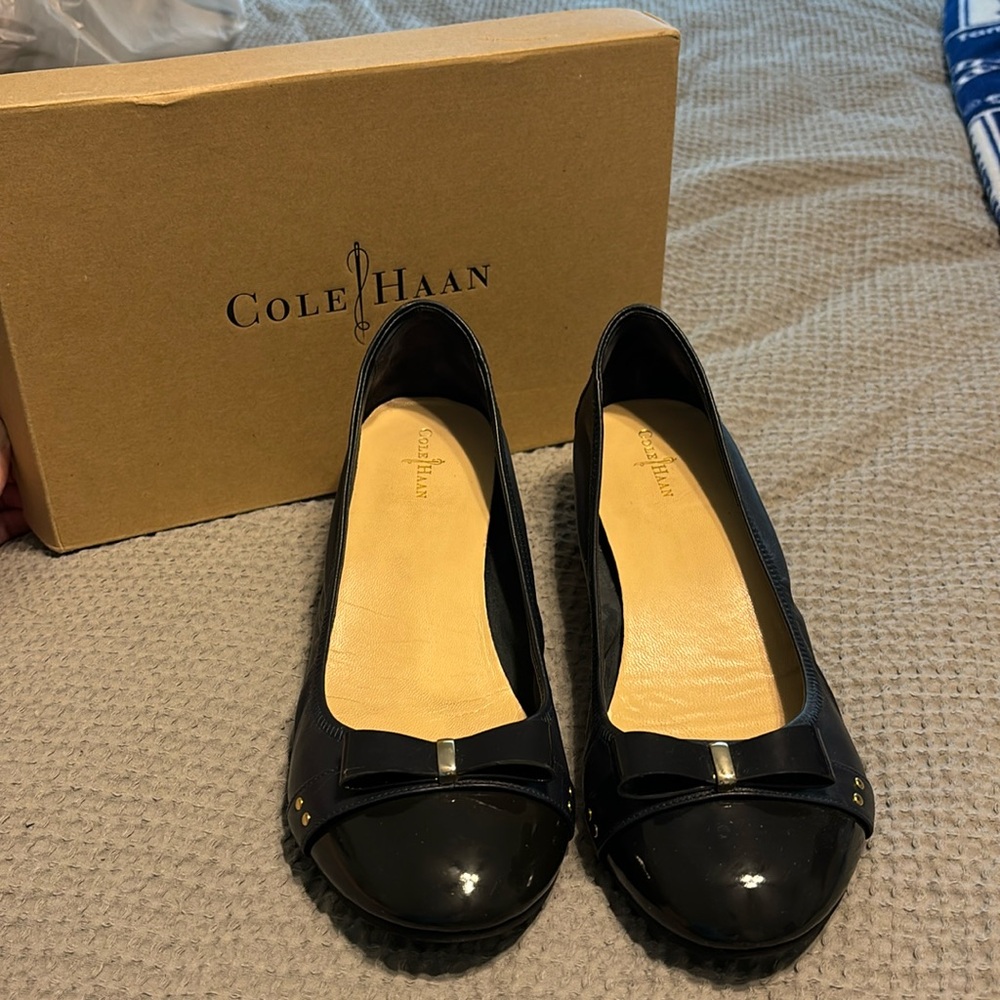 Navy Cole Haan with Nike Air technology Monica wedges, Size 11